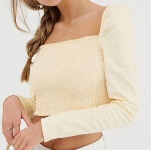 ASOS Cropped Shirred Long Sleeve Crop Top